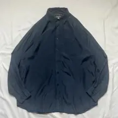 シルク シャツ XL ネイビー 無地