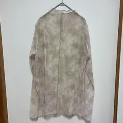 【しまむら】長袖トップス シースルー ハイネック ベージュ マーブル 4L