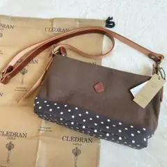 【新品タグ付き】CREDRAN 帆布×レザー 2way ショルダーバッグ 茶色