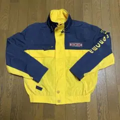 USED 古着 U.P renoma ブラック ロゴ刺繍 フリース ジャケット セール】胸刺繍ロゴ裾ドローコードリバーシブルテックナイロン