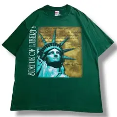 F402　【即購入OK】　VINTAGE　自由の女神Tシャツ　XL　グリーン