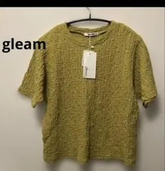 新品未使用gleamクラッシュジャガードプルオーバーマスタード半袖Tシャツ