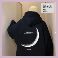 【新品未使用】ブラックパーカー　XLサイズ　古着　韓国系　ゆったり　月