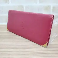 【現品限り】Yves Saint Laurent 長財布 札入れ レッド レザー
