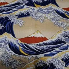 50×100　葛飾北斎　富士山　夢色百景　薄手　生地　はぎれ