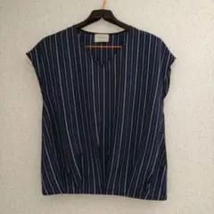 UNITED ARROWS ネイビー ストライプ ノースリーブ　ブラウス