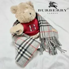 《美品》Burberry マフラー グレー ノバチェック柄 カシミヤ100%