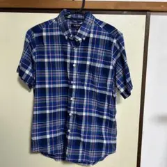 Doublefocus 青系チェック柄Mサイズ半袖シャツ