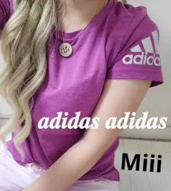 adidas パープル Tシャツ サイズ表記タグなし 冷んやり♡♡