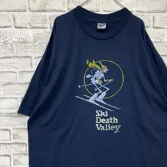 USA製90sヴィンテージTシャツ！シングルステッチ　ネイビー半袖古着2XL73