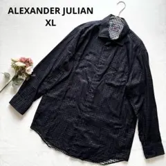 アレキサンダージュリアン ブラック ギンガムチェック XL 長袖シャツ 大きめ