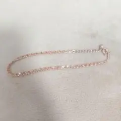 ★ピンクゴールド チェーンブレスレット シンプル 上品 二重 a0372