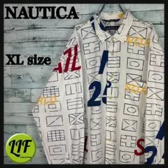 ノーティカ 90s 総柄 長袖シャツ ホワイト XL 5620