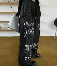 グラフィック ロゴ Y2K ストリートデザイン ドローコード カーゴパンツ