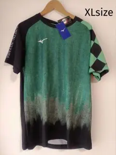 新品 MIZUNO 鬼滅の刃 半袖Tシャツ メンズ XLサイズ ブルーライム 緑