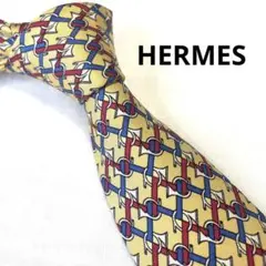 【美品】HERMES ネクタイ マルチカラー チェーン柄 小紋柄 可愛い