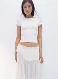 H&M リブボートネックトップス