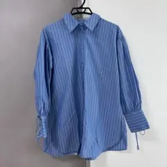 vis ブルー ストライプ シャツ 長袖