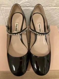 MIU MIU ミュウミュウ　ラインストーン付パンプス　37.5
