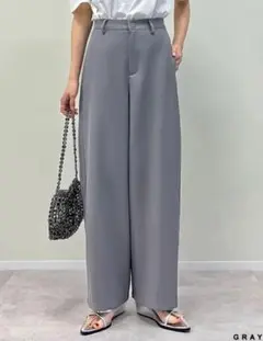 【新品タグ付き】リエディ　カーブパンツ　ワイド　グレー　L