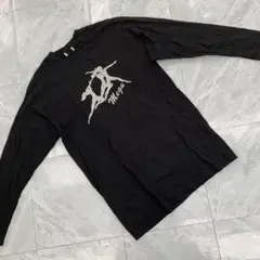 Megu ロンT ダンスプリント クルーネック ブラック オシャレ