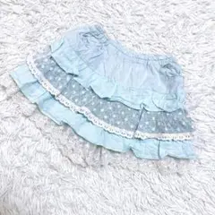 souris 130 レース キュロット ショート パンツ ズボン 子供服 水色