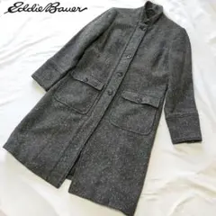 EDDIE BAUER エディーバウアー ウールロングコート グレー ツイード