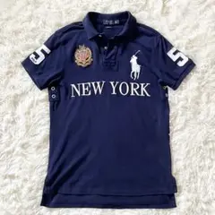 ポロラルフローレン ポロシャツ ビッグポニー刺繍 NEW YORK M 紺