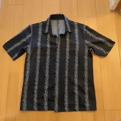 コムサデモードストライプ柄 半袖シャツ 黒