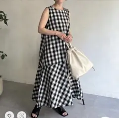 chez toi ギンガムチェックティアードロングワンピース　新品