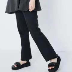THE SHINZONE FLARE LEGGINGS ブラック センタープレス