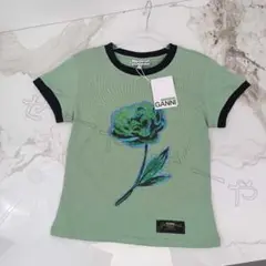 GANNI 花柄プリント 半袖Tシャツ グリーン