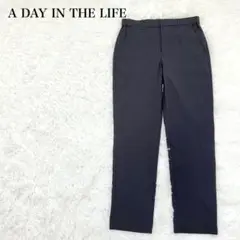 アデイインザライフ　スラックス　L ネイビー　ストレッチ　楽ちん