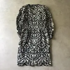 【高級】jun ashida ジュンアシダ　ワンピース　総柄　デザイン◎ 白黒