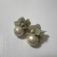 ピアス 花 コットンパール