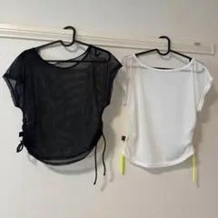 バレエ メッシュ トップス 黒 白 セット Mサイズ
