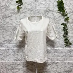 【f41】【シネマクラブ】ホワイト レース袖 クルーネック Tシャツ　【M】