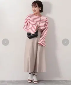 ノーリーズ　スリットスリーブボーダープルオーバーカットソー