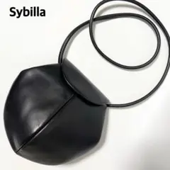 シビラ　ミニ　ショルダーバッグ　ポシェット　コクーン型　オールレザー　黒