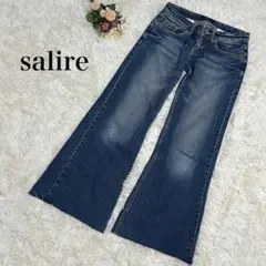 【サリア】フレアデニムパンツ　ブーツカット　青　ブルー　M レディース