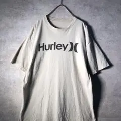 【Hurley X】ロゴプリント　Tシャツ　ベージュ　古着　used SM46