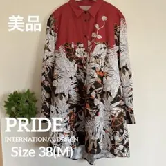 美品　PRIDE レディースシャツワンピース38(M) 日本製　デザイン良