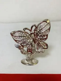 美品　ピアススタンド　ジュエリースタンド　蝶　バタフライ　シルバーメッキ