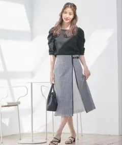 美品 anysis 洗える ハイウエスト2WAYレディ スカート ブラック ♪