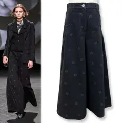 23AW⭐️極美品⭐️シャネル　カメリア　デニムワイドパンツ　ココ　黒　34