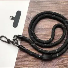 スマホストラップ　太め　スマホショルダー　ネックストラップ　黒　ホルダー　2５