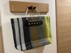マルニ フラワーカフェ ストライプバッグ ソフトベージュ