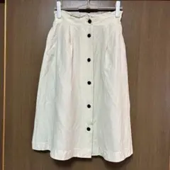 オフホワイトスカート　フレアスカート　麻入