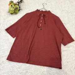 コンフェクション　トップス　(LL)　赤系　大きいサイズ　ポロシャツ　カジュア