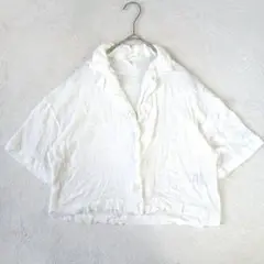 〝エイチアンドエムH&M〟白　レーヨン100% シアー半袖シャツ　XSサイズ